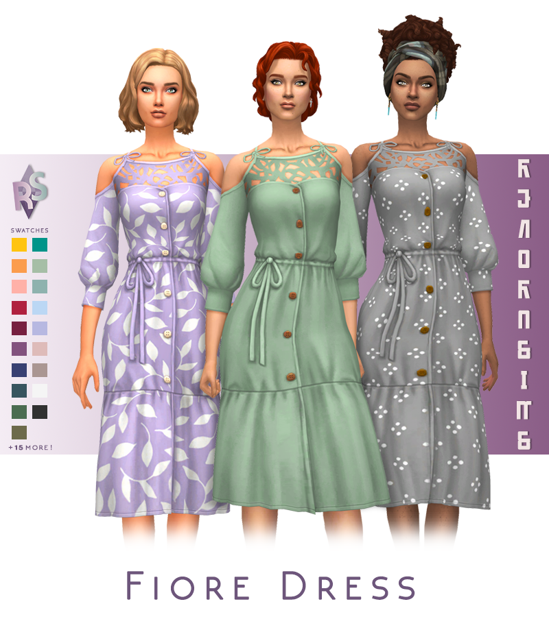 Trois sims différents portant la même robe.