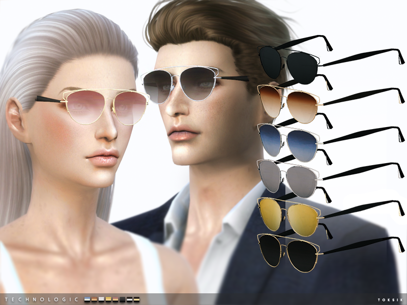 Un sim masculin et féminin regardant sur le côté et portant une paire de lunettes aviateur modernes.