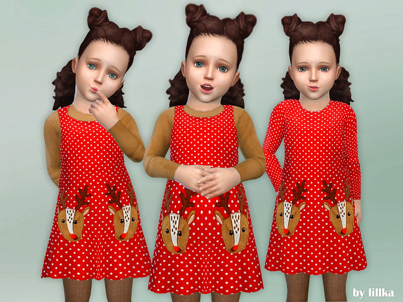 Le même tout-petit aux cheveux bruns trois fois montrant des variations de la même robe de Noël à pois rouges.