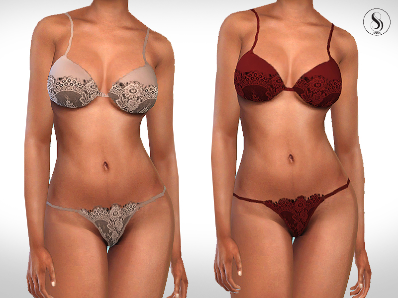 La même sim deux fois portant un ensemble de soutien-gorge et de sous-vêtements simples.