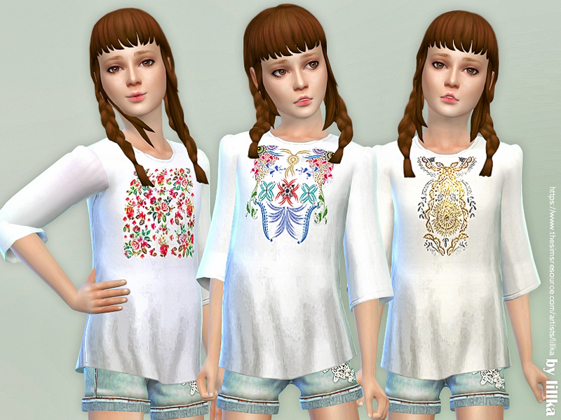 Une option de chemises de style bohème mignonnes pour les enfants dans les Sims 4
