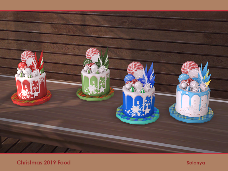 Un tas de gâteaux décoratifs couverts de bonbons en forme de cannes et de sucettes pour Les Sims 4. Parfait pour les décorations de Noël.