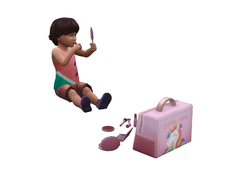 sim en train de se maquiller