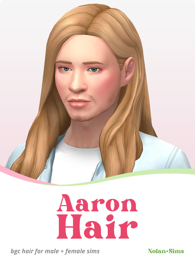 Un sim blond aux yeux verts avec une coiffure personnalisée légèrement décalée sur le côté.