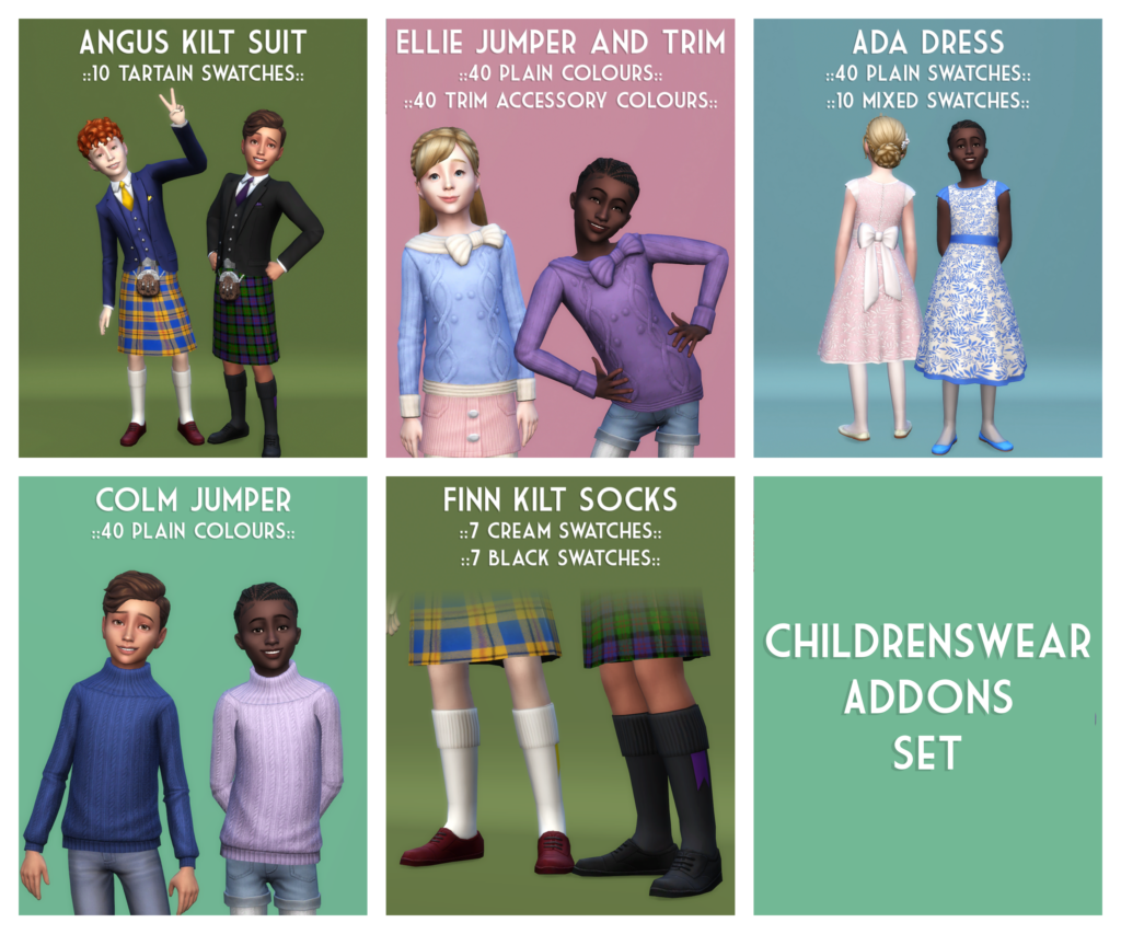 addon de vêtements pour enfants par les créateurs de contenu personnalisé Sims 4 Ice Cream for Breakfast