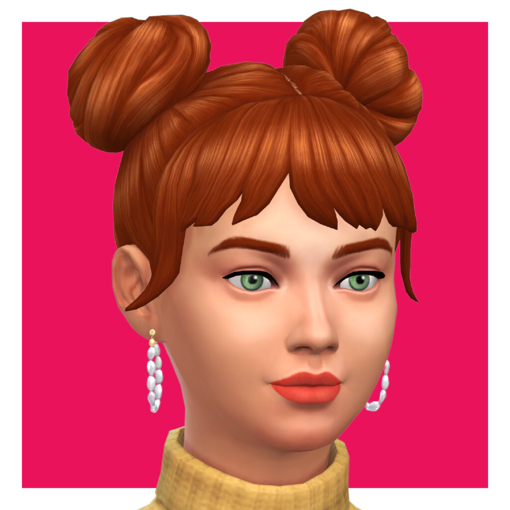 Un sim portant une paire de boucles d'oreilles hoops de sims 4 cc avec une pièce d'or dans l'oreille et des perles tout autour en forme de cerceau.