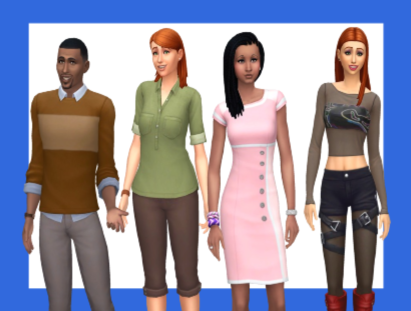 Une image de la famille Fryes qui vit à Windenburg dans Les Sims 4.