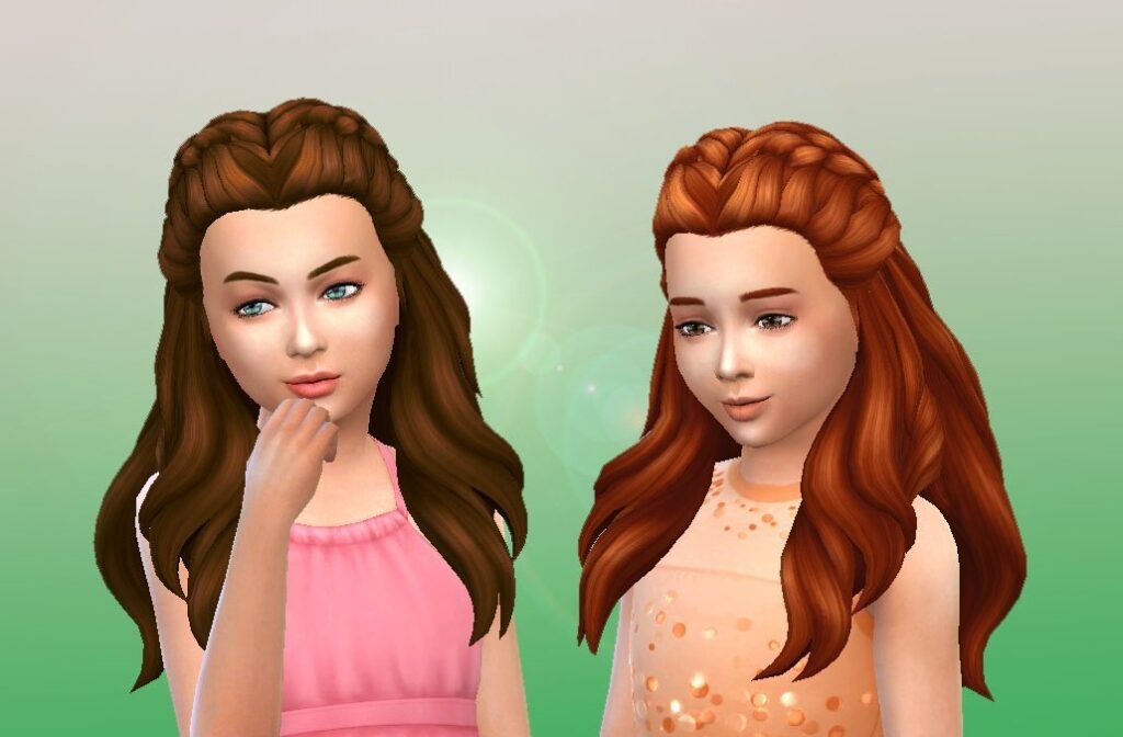 Deux sims avec des cheveux séparés au milieu et des tresses françaises assorties