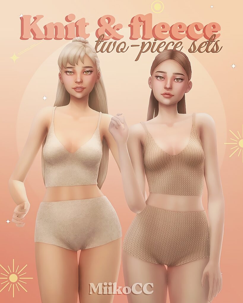 un ensemble tricoté en deux pièces pour que vos sims puissent porter à la maison