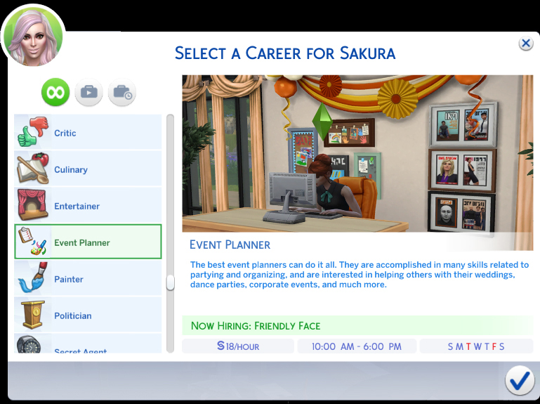mod de carrière d'organisateur d'événements pour Sims 4