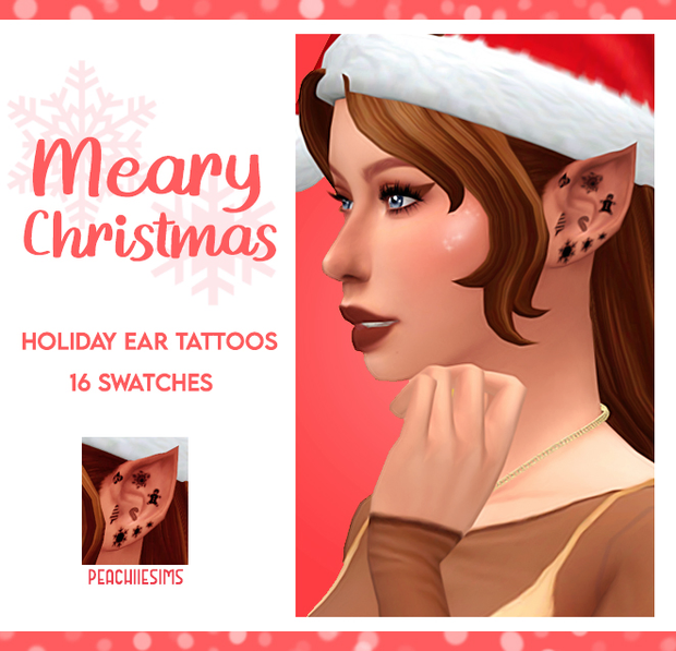 tatouages de Noël thématiques pour Sims 4