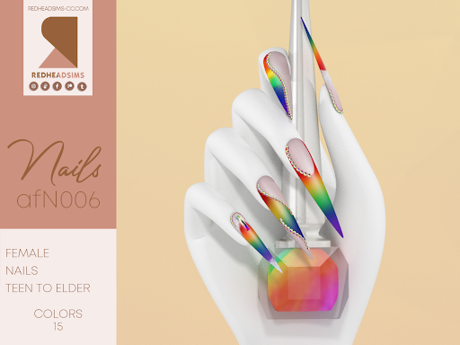 ongles arc-en-ciel sims 4 cc stiletto