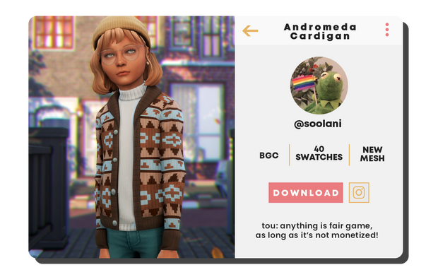 Un cardigan mignon par-dessus un pull blanc pour vos chemises cc sims 4 enfants
