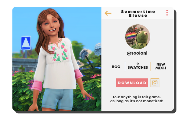 Un sim portant une jolie blouse d'été dans les Sims 4