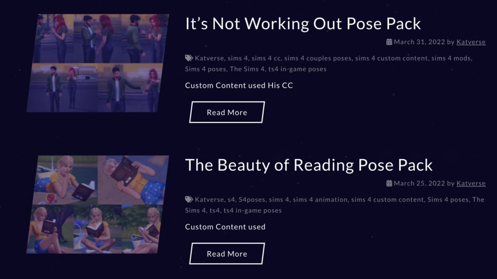 packs de poses sur Katverse
