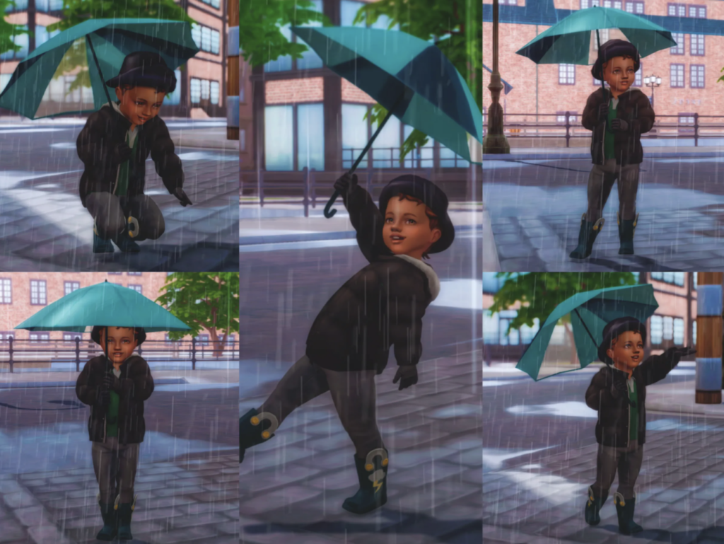 bambin posant avec un parapluie