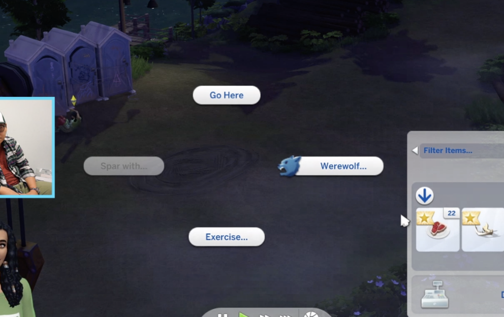 un cercle d'entraînement provenant de la diffusion en direct des Sims 4 Werewolves