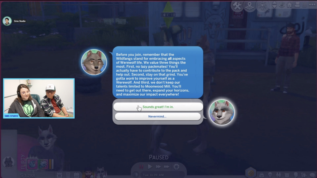 Aperçu du livestream des Loups-garous dans Les Sims 4