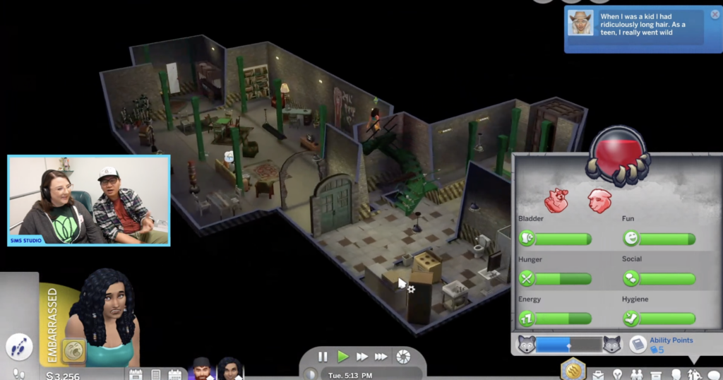 salle de détente en direct des loups-garous des Sims 4