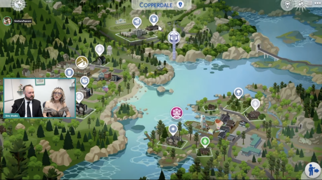 aperçu de la ville de Copperdale dans les années du lycée Sims 4
