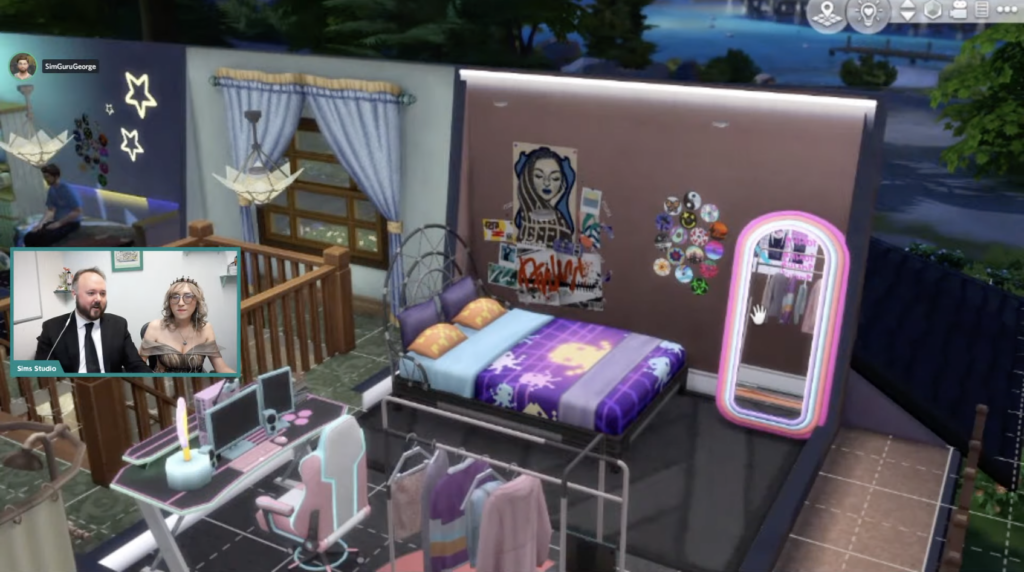 chambre d'adolescent dans les années lycée dans les Sims 4