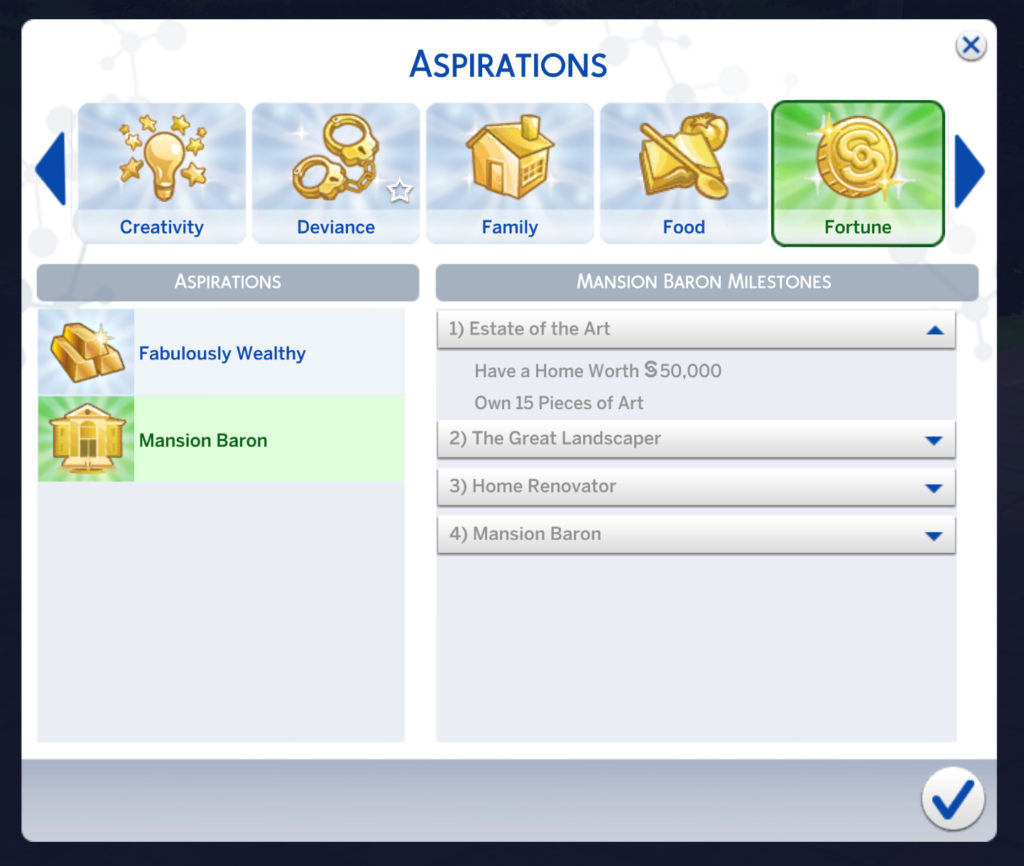 The Sims 4: Mansion Baron Aspiration