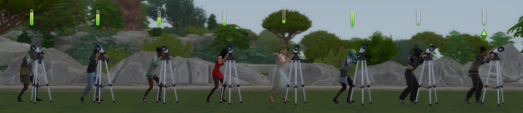 sims regardant le ciel avec les nouveaux télescopes plus petits