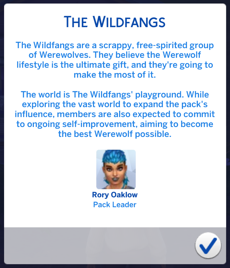 Description du tableau de la communauté des Sims 4 Wildfangs