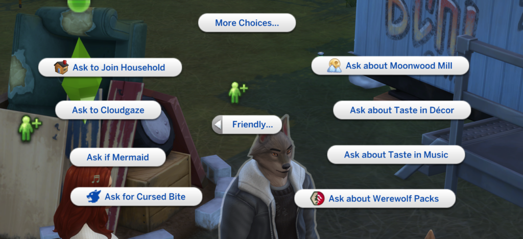 un sim avec l'option de demander une morsure maudite à un loup-garou