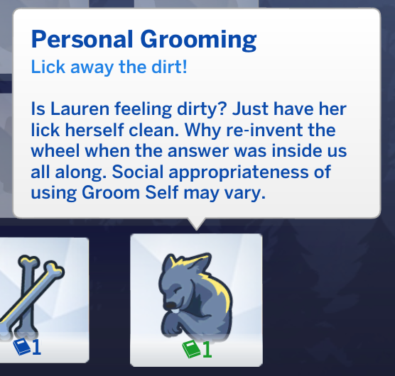 Description des pouvoirs de loup-garou dans Les Sims 4 - toilette personnelle