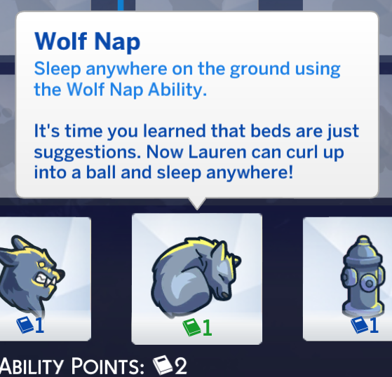 Description des pouvoirs de loup-garou dans Les Sims 4 - sieste de loup