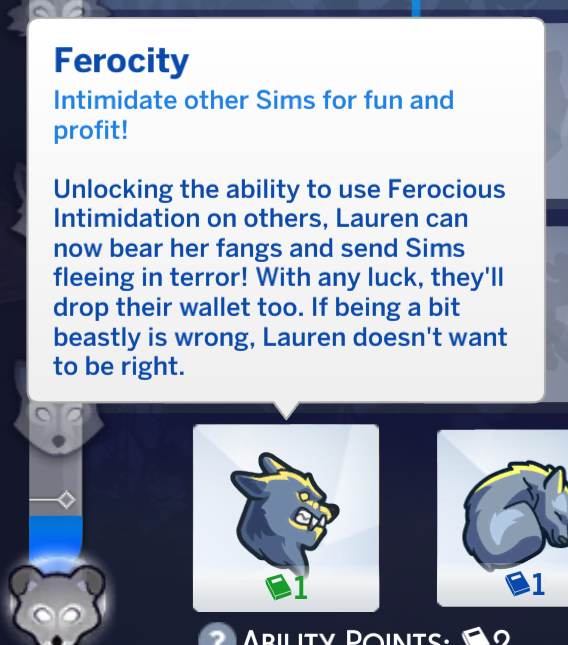 Description des pouvoirs de loup-garou dans Les Sims 4 - férocité