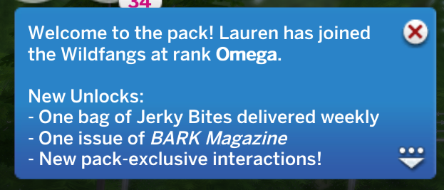 sims 4 wildfangs notification for omega rank
