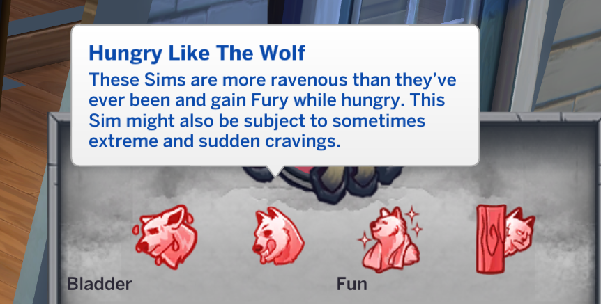 option affamée comme un loup pour les tempéraments des loups-garous sims 4