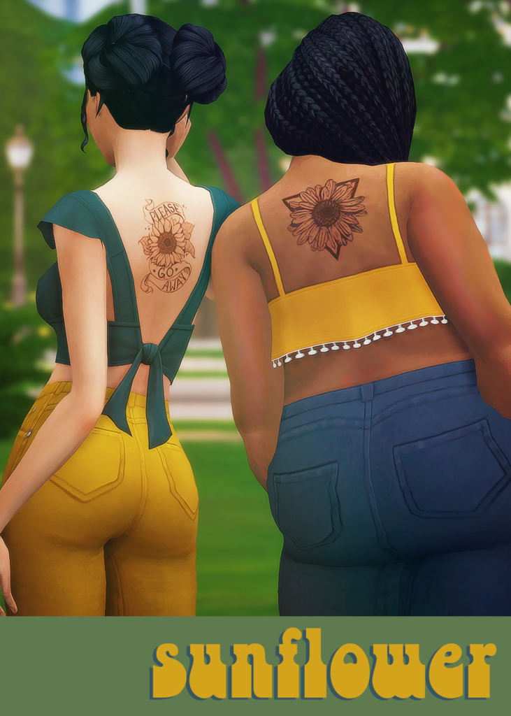 tatouages dorsaux de tournesol