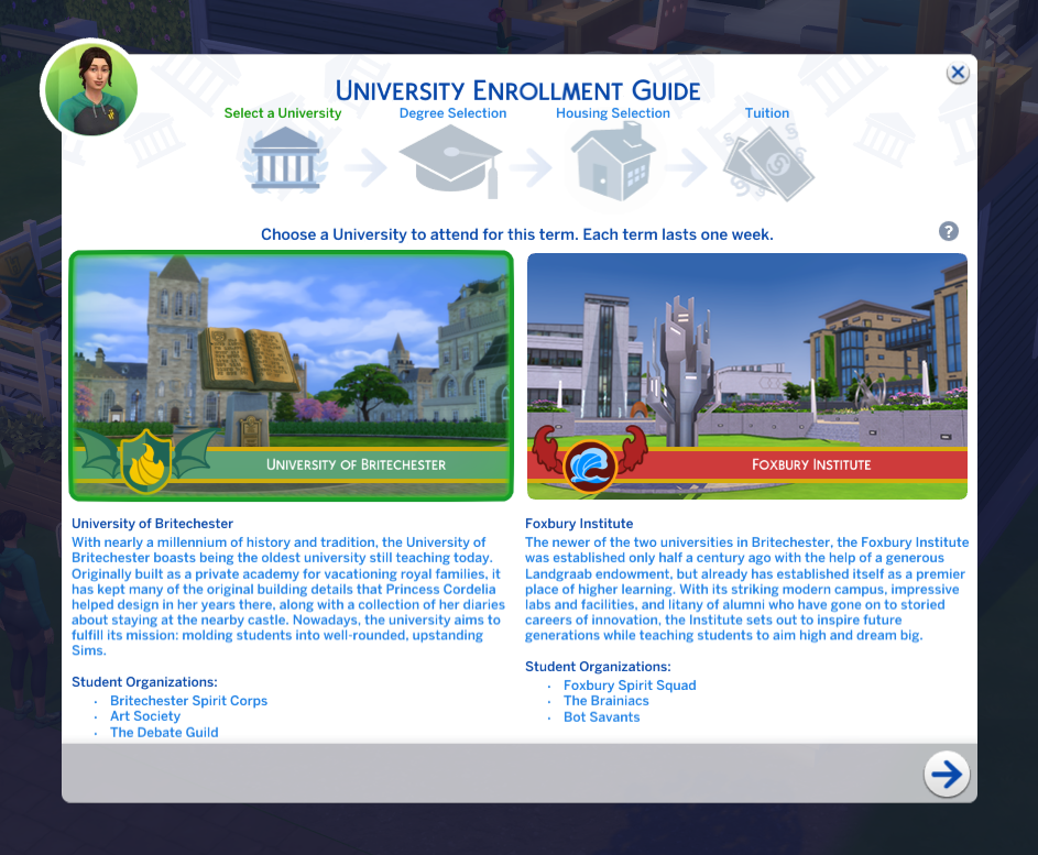 guide d'inscription à l'université, sélectionnez une université
