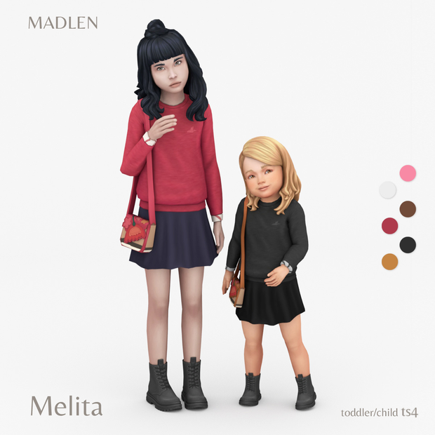 Deux sims portant des tenues sims 4 cc avec un sac