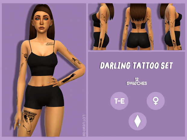 tatouages Darling pour Sims 4