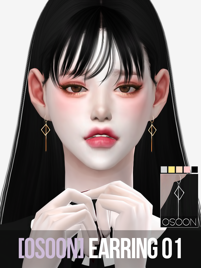 Un sim aux cheveux noirs portant des boucles d'oreilles sims 4 cc.