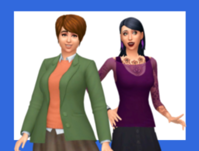 Une image du ménage des Esprits Libres (Ulrike et Maaike) qui vivent à Windenburg dans Les Sims 4.