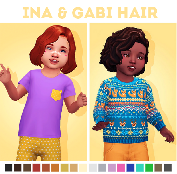 CC pour tout-petits, coiffures Ina et Gabi