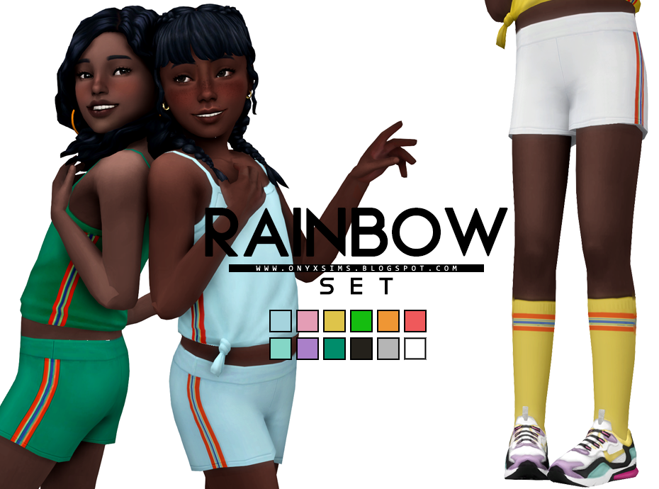 sims portant une tenue de sport arc-en-ciel colorée