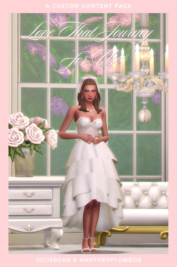 Une sim portant une robe de mariée à volants superposés avec une ourlet asymétrique et un haut corset.