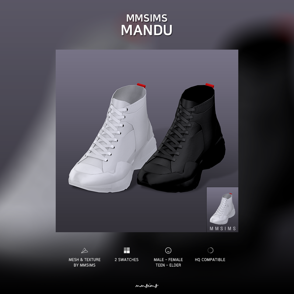 Deux chaussures, une noire et une blanche avec un détail rouge à l'arrière.