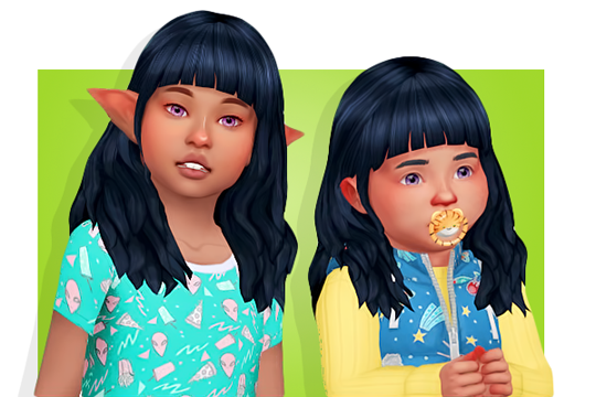 Une coiffure pour enfants dans les Sims 4 avec une frange et les oreilles dégagées