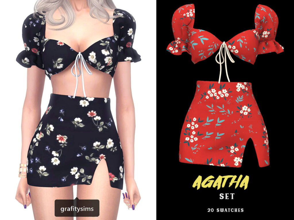 un ensemble Agatha deux pièces avec des fleurs