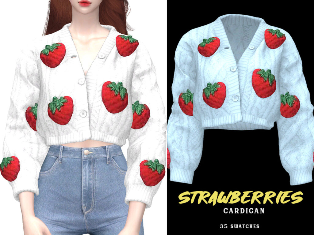 créateurs de contenu personnalisé sims 4 pour un pull à fraises