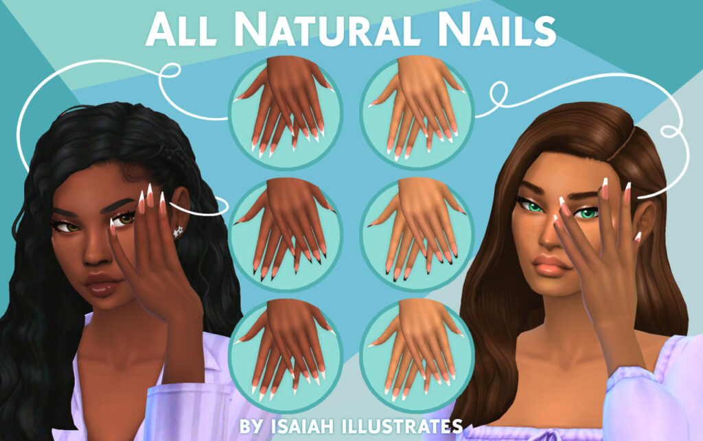 long natural sims 4 cc nails