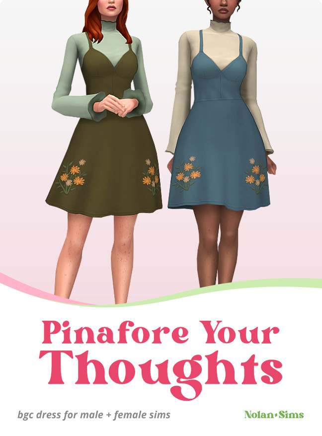 Deux Sims dont les visages sont coupés de l'image et portent une robe-tablier.