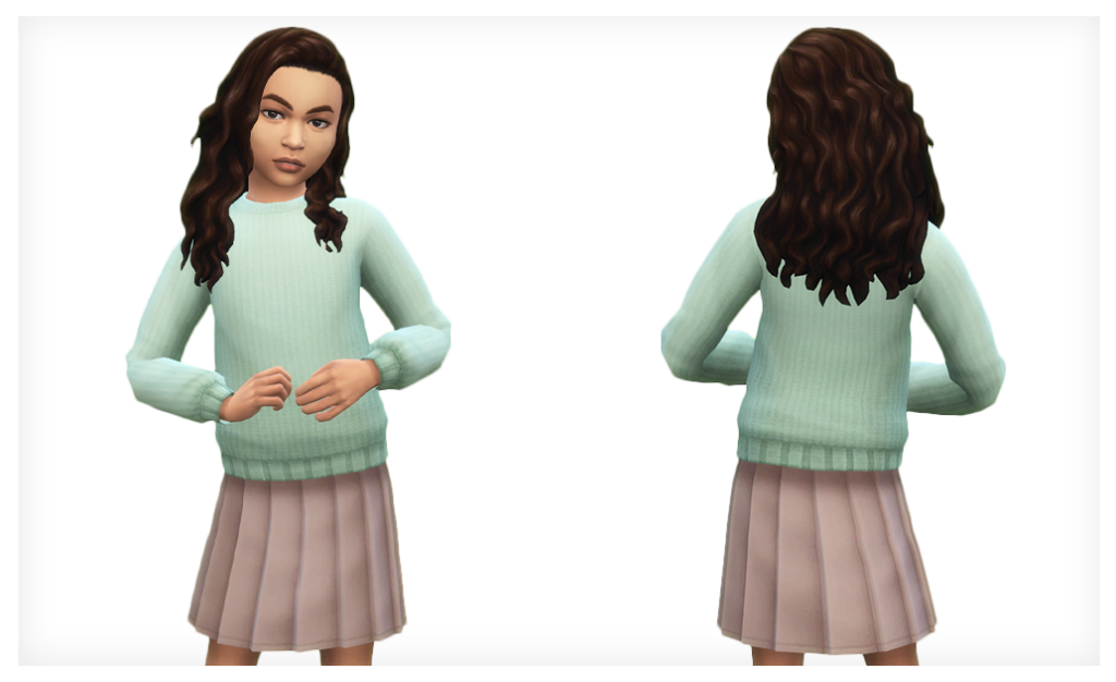 Un sim portant un pull confortable sur une jupe rose
